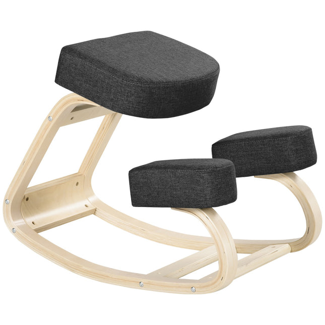 Ergonomisks krēsls ceļos, bērza koks, melns, celtspēja 120 kg