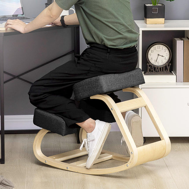 Ergonomisks krēsls ceļos, bērza koks, melns, celtspēja 120 kg