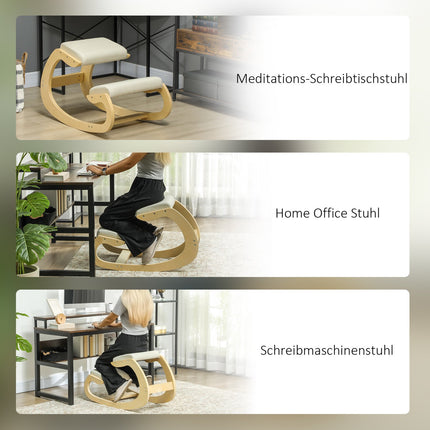 Ergonomisks krēsls ceļos pozai, šūpojošs dizains, krēmkrāsas