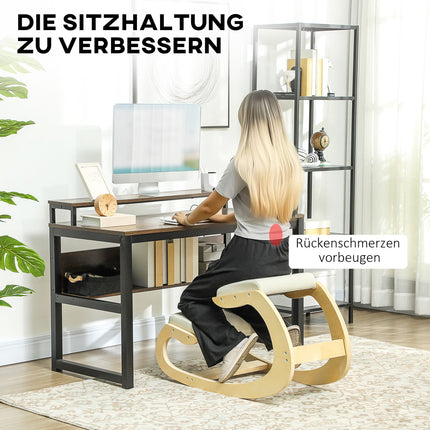Ergonomisks krēsls ceļos pozai, šūpojošs dizains, krēmkrāsas
