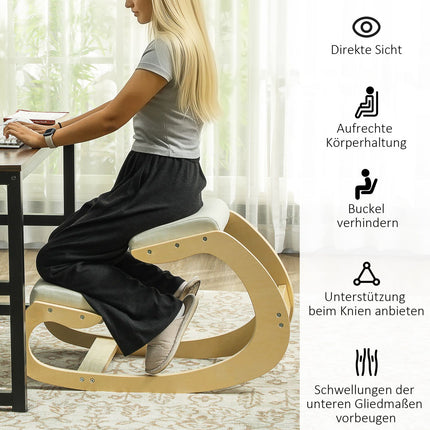 Ergonomisks krēsls ceļos pozai, šūpojošs dizains, krēmkrāsas