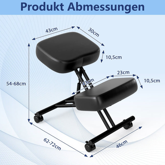 Ergonomisks krēsls ar regulējamu augstumu un riteņiem, nolaižams uz ceļiem