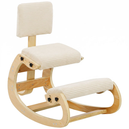 Ergonomisks krēsls ar atzveltni, samts, krēmbalts