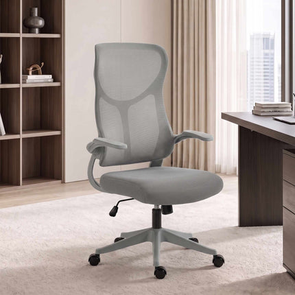 Ergonomic Mesh Office Chair with Flip-Up Armrests, High Back, Grey