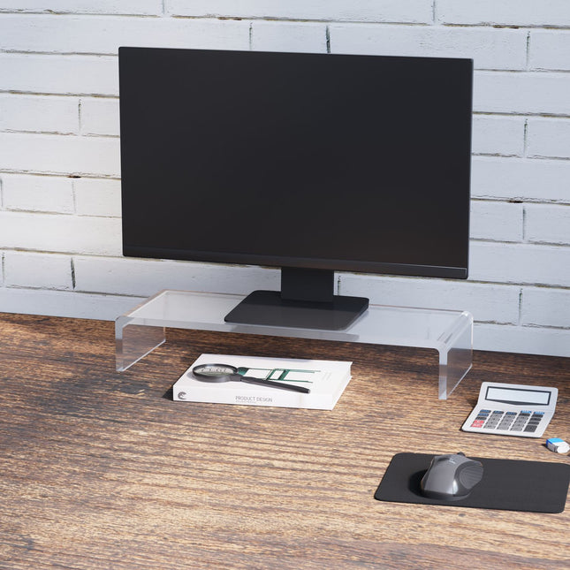 Ergonomisks Monitora Statīvs Akrila Ekrāna Statīvs Klēpjdatoram, Datoram, Piezīmju Blociņam, Caurspīdīgs, 53X19X9Cm