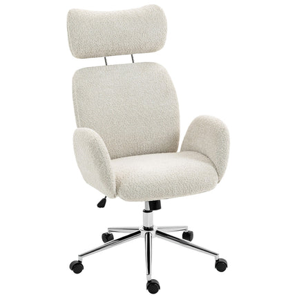 Ergonomisks biroja krēsls, regulējams galvas balsts, slīpums, pelēkbalts