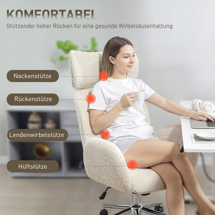 Ergonomisks biroja krēsls, regulējams galvas balsts, slīpums, pelēkbalts
