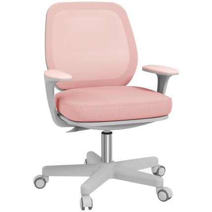 Ergonomisks biroja krēsls, regulējams augstums, rozā, 360° grozāms