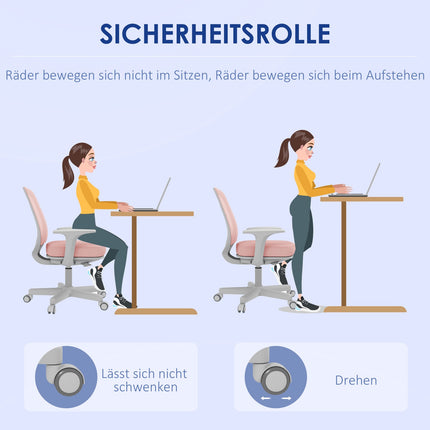 Ergonomisks biroja krēsls, regulējams augstums, rozā, 360° grozāms