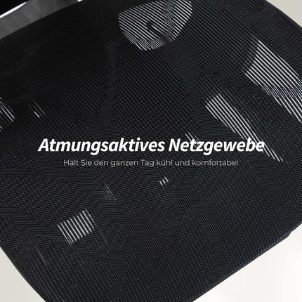 Ergonomisks biroja krēsls, regulējams jostasvietas un galvas balsts, melns siets