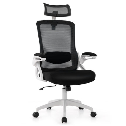 Ergonomisks biroja krēsls - regulējama jostasvieta, sieta audums, balts