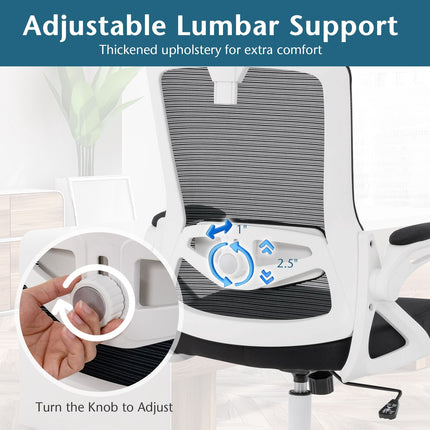 Ergonomisks biroja krēsls - regulējama jostasvieta, sieta audums, balts