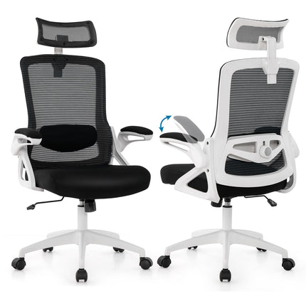 Ergonomisks biroja krēsls - regulējama jostasvieta, sieta audums, balts