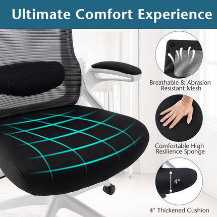 Ergonomisks biroja krēsls - regulējama jostasvieta, sieta audums, balts
