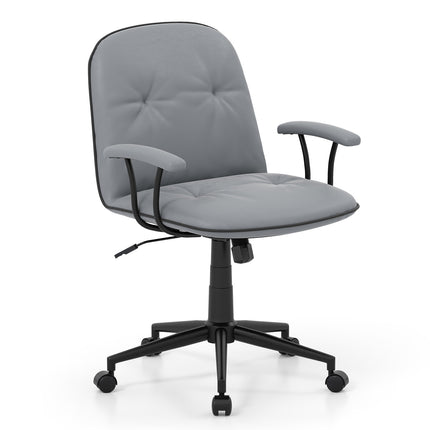 Ergonomisks biroja krēsls, mākslīgā āda, polsterēti roku balsti, pelēks