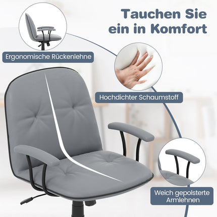 Ergonomisks biroja krēsls, mākslīgā āda, polsterēti roku balsti, pelēks