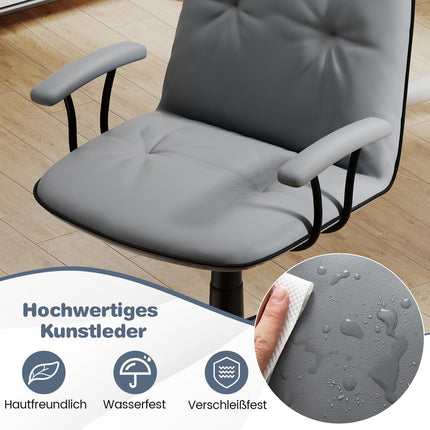 Ergonomisks biroja krēsls, mākslīgā āda, polsterēti roku balsti, pelēks