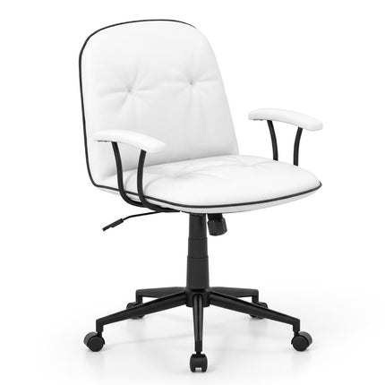 Ergonomisks biroja krēsls, mākslīgā āda, balts, regulējams