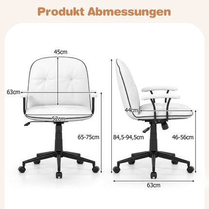 Ergonomisks biroja krēsls, mākslīgā āda, balts, regulējams