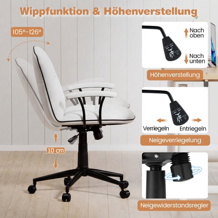 Ergonomisks biroja krēsls, mākslīgā āda, balts, regulējams
