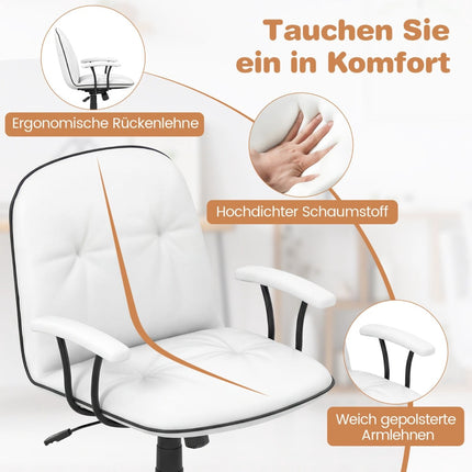 Ergonomisks biroja krēsls, mākslīgā āda, balts, regulējams