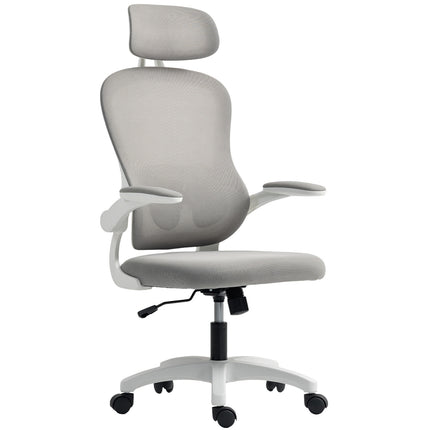 Ergonomisks biroja krēsls, sieta atzveltne, regulējams, pelēks