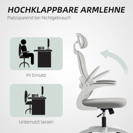 Ergonomisks biroja krēsls, sieta atzveltne, regulējams, pelēks