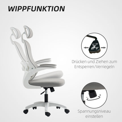Ergonomisks biroja krēsls, sieta atzveltne, regulējams, pelēks