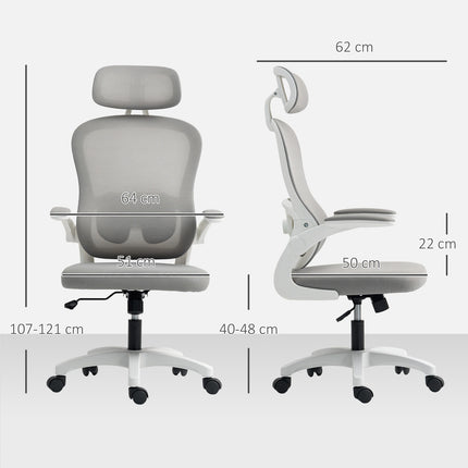 Ergonomisks biroja krēsls, sieta atzveltne, regulējams, pelēks