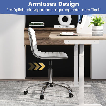 Ergonomisks biroja krēsls, bez roku balstiem, regulējams augstums, balts