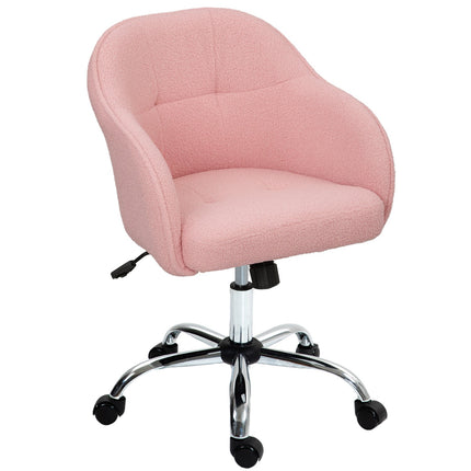 Ergonomisks biroja krēsls, rozā flīsa audums, regulējams augstums