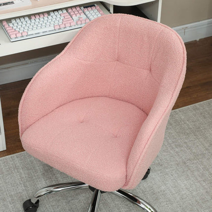 Ergonomisks biroja krēsls, rozā flīsa audums, regulējams augstums