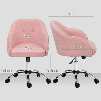 Ergonomisks biroja krēsls, rozā flīsa audums, regulējams augstums
