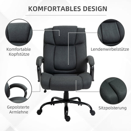 Ergonomisks biroja krēsls, grozāms, polsterēti roku balsti, celtspēja 220 kg, pelēks
