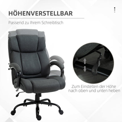 Ergonomisks biroja krēsls, grozāms, polsterēti roku balsti, celtspēja 220 kg, pelēks