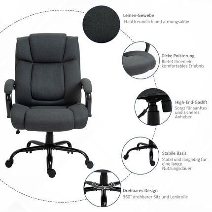 Ergonomisks biroja krēsls, grozāms, polsterēti roku balsti, celtspēja 220 kg, pelēks