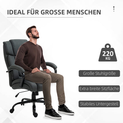 Ergonomisks biroja krēsls, grozāms, polsterēti roku balsti, celtspēja 220 kg, pelēks