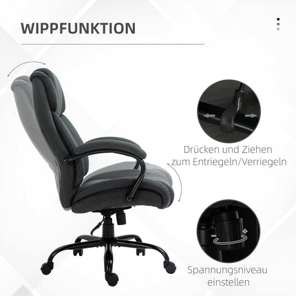 Ergonomisks biroja krēsls, grozāms, polsterēti roku balsti, celtspēja 220 kg, pelēks