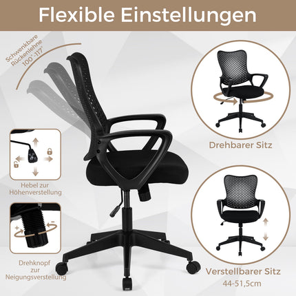 Ergonomisks biroja krēsls ar regulējamu sieta atzveltni