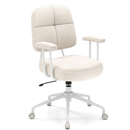 Ergonomisks biroja krēsls ar roku balstiem un riteņiem, bēšs