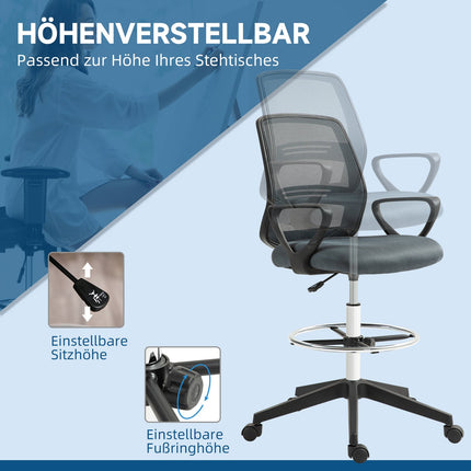 Ergonomisks biroja krēsls ar roku balstiem un regulējamu kāju balstu