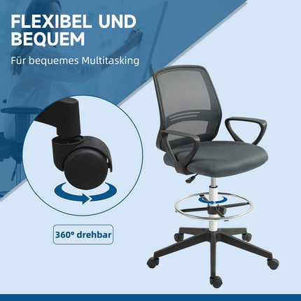 Ergonomisks biroja krēsls ar roku balstiem un regulējamu kāju balstu