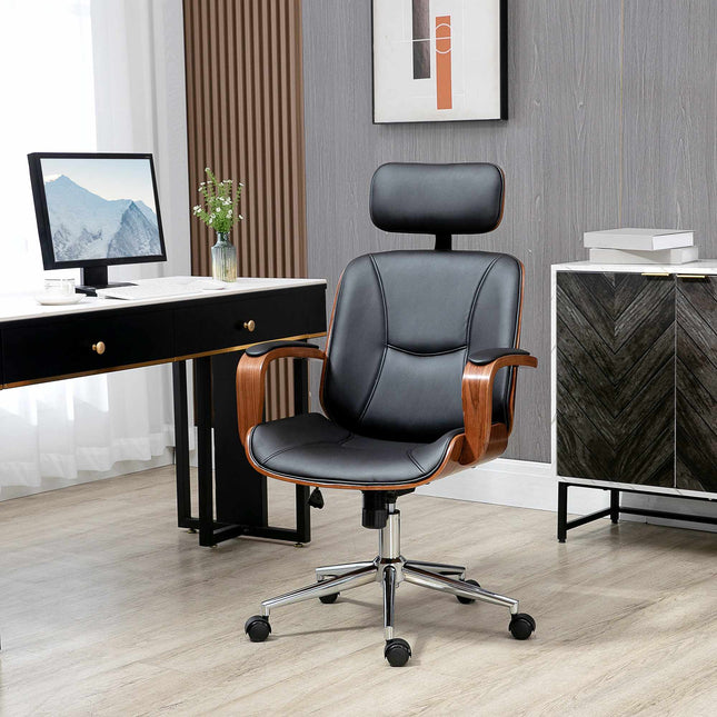 Ergonomisks biroja krēsls ar augstu atzveltni, melns
