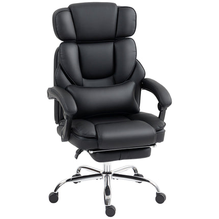 Ergonomisks biroja krēsls ar jostasvietas atbalstu, melna PU āda