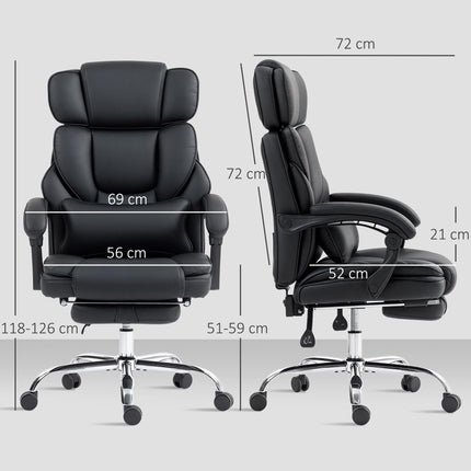 Ergonomisks biroja krēsls ar jostasvietas atbalstu, melna PU āda