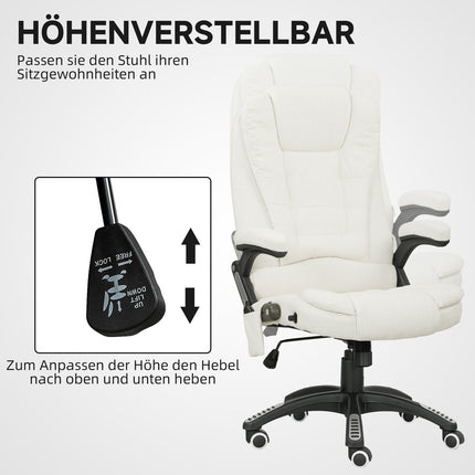 Ergonomisks biroja krēsls ar masāžas funkciju, krēmbalts, 68x72x110-120 cm