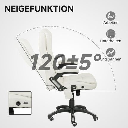 Ergonomisks biroja krēsls ar masāžas funkciju, krēmbalts, 68x72x110-120 cm