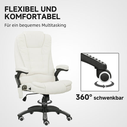 Ergonomisks biroja krēsls ar masāžas funkciju, krēmbalts, 68x72x110-120 cm