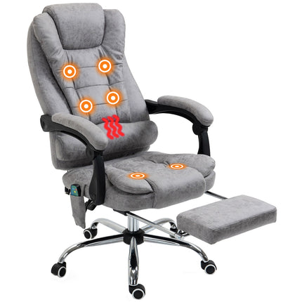 Ergonomisks biroja krēsls ar masāžu, atgāšanas funkciju un apsildi, pelēks