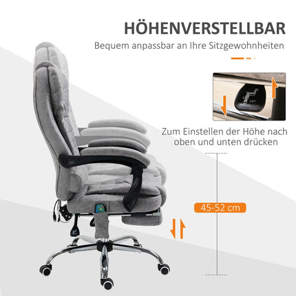 Ergonomisks biroja krēsls ar masāžu, atgāšanas funkciju un apsildi, pelēks
